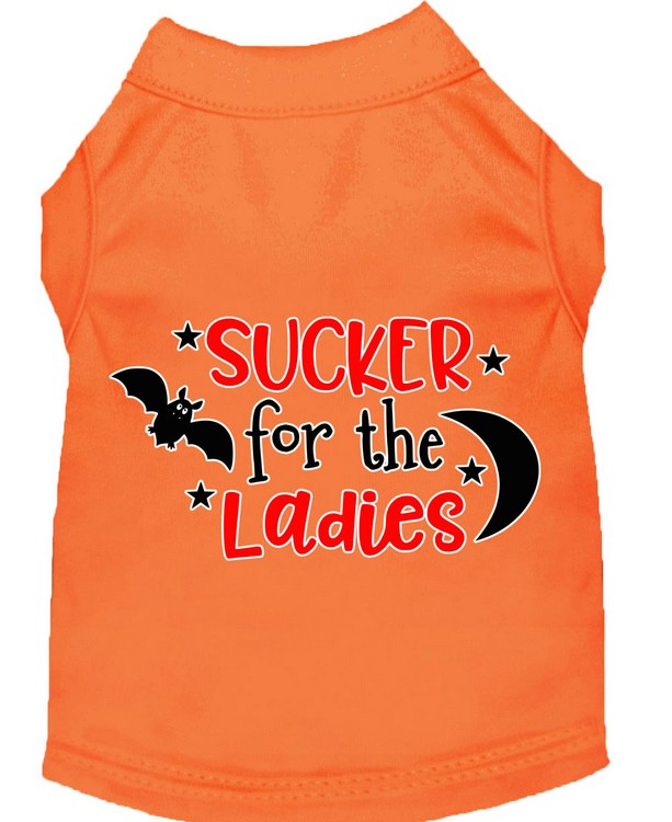 Sucker for the Ladies Screen Print Dog Shirt Orange Lg